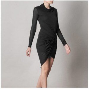 Helmut Lang Black 'Slack' Drape Jersey Dress SM